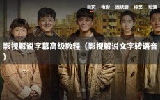 影视解说字幕高级教程（影视解说文字转语音）