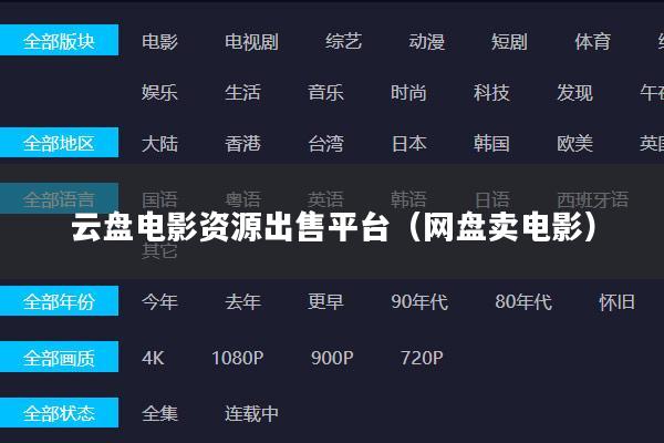 云盘电影资源出售平台(网盘卖电影)