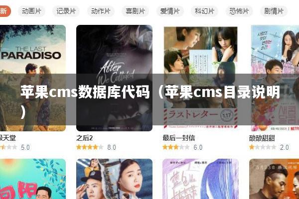 苹果cms数据库代码(苹果cms目录说明)